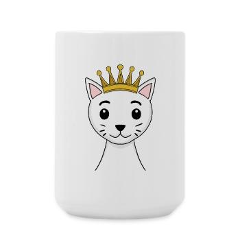 Cat with crown - Turkish Angora with crown - Large Mug 440 ml - white - Front
