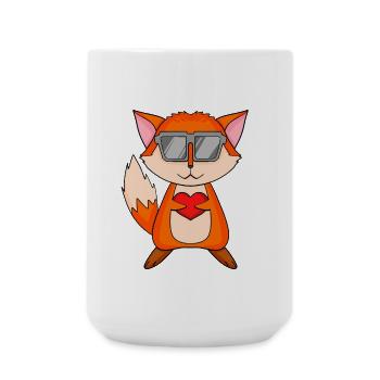 Renard avec lunettes de soleil et cœur - Grande tasse 440 ml - blanc - Devant