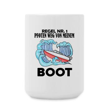 Motorboot Kapitän Boot Boote Seefahrt Geschenk - Große Tasse 440 ml - Weiß - Vorne
