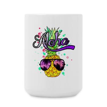 Aloha coole Ananas mit Sonnenbrille - Große Tasse 440 ml - Weiß - Vorne