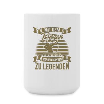 Bogenschiessen mit dem Bogen in den Händen - Große Tasse 440 ml - Weiß - Vorne