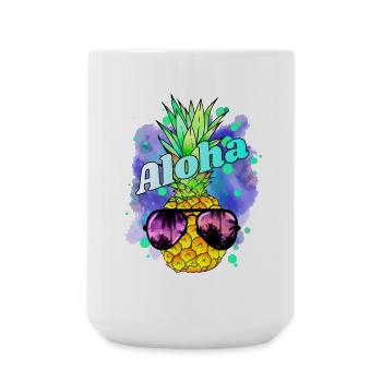 Ananas Aloha Colorful - Große Tasse 440 ml - Weiß - Vorne