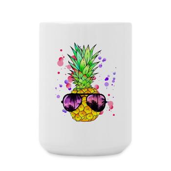 Bunte Ananas Kunst - Große Tasse 440 ml - Weiß - Vorne