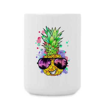 Ananas mit cooler Sonnenbrille - Große Tasse 440 ml - Weiß - Vorne