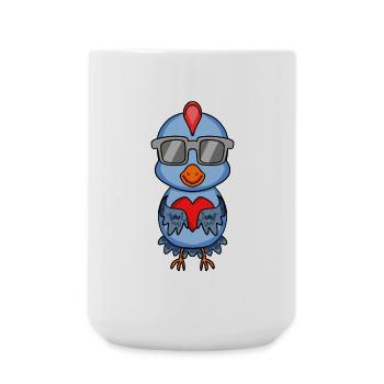 Poulet avec lunettes de soleil et cœur - Grande tasse 440 ml - blanc - Devant