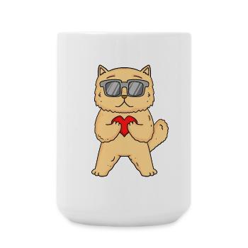 Persian cat with sunglasses and heart - Large Mug 440 ml - white - Front