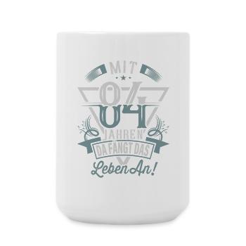 84. Geburtstag Da Fängt Das Leben An - Große Tasse 440 ml - Weiß - Vorne