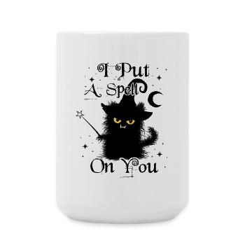 I Put A Spell On You Wuschelige Katze Zauberstab - Große Tasse 440 ml - Weiß - Vorne