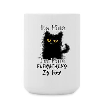 I'm Fine Everything Is Fine Wuschelige Katze - Große Tasse 440 ml - Weiß - Vorne