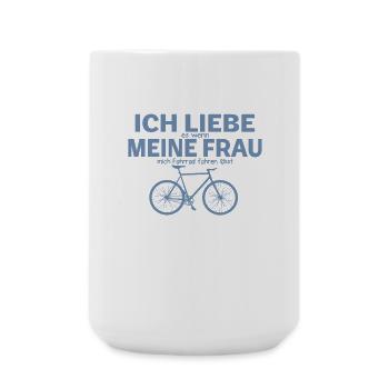 Fahrradfahrer ich liebe meine Frau - Große Tasse 440 ml - Weiß - Vorne