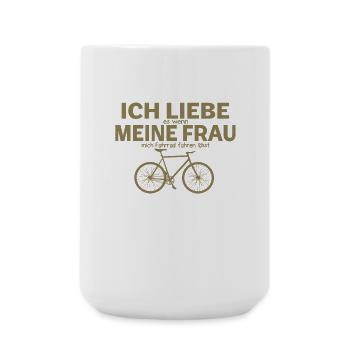 Fahrradfahrer ich liebe meine Frau - Große Tasse 440 ml - Weiß - Vorne