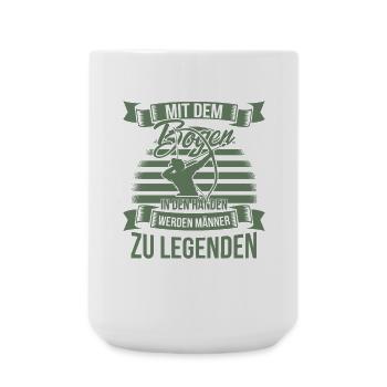 Bogenschiessen mit dem Bogen in den Händen - Große Tasse 440 ml - Weiß - Vorne