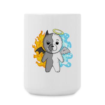 Chien Bichon Frise - Ange et Diable - Grande tasse 440 ml - blanc - Devant