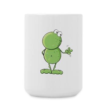 Lustiger Peace Frosch I Frosch Cartoon MODARTIS - Große Tasse 440 ml - Weiß - Vorne