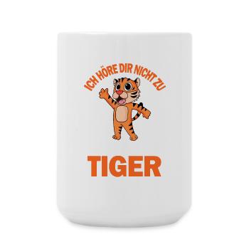 Tiger Spruch lustig - Ich denke an Tiger - Große Tasse 440 ml - Weiß - Vorne