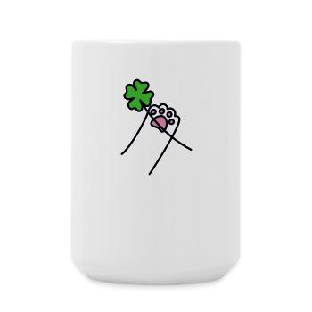 cadeau de pattes de chat à pétales de trèfle à quatre feuilles - Grande tasse 440 ml - blanc - Devant