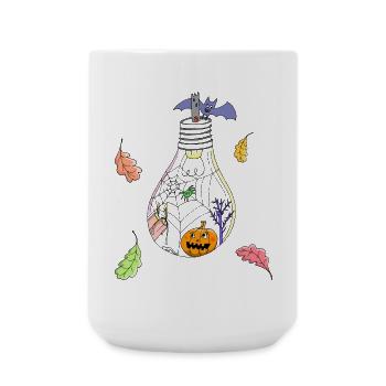 Halloween Kürbis mit Spinne - Große Tasse 440 ml - Weiß - Vorne
