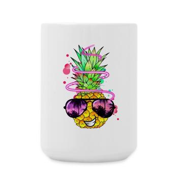 Ananas cool bunt spritzig - Große Tasse 440 ml - Weiß - Vorne