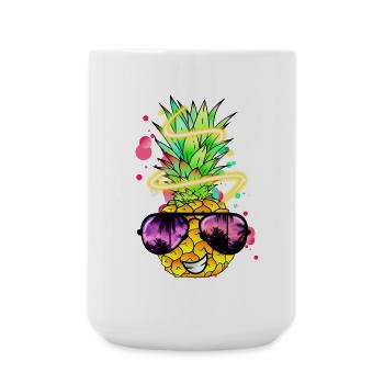 Ananas mit coolen lächeln und Sonnenbrille - Große Tasse 440 ml - Weiß - Vorne