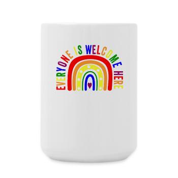UNITY DAY Everyone is Welcome Here Boho Rainbow - Large Mug 440 ml - white - Front