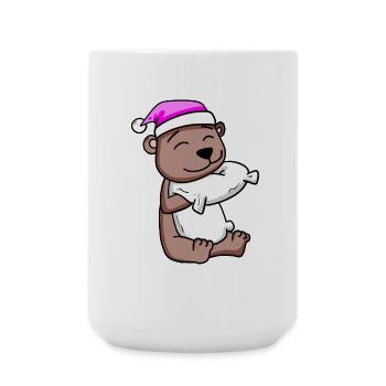 Bear with pillow and sleeping cap - Large Mug 440 ml - white - Front
