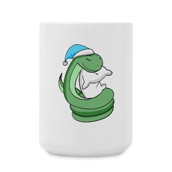Snake with pillow and sleeping cap - Large Mug 440 ml - white - Front