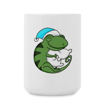 Cameeleon with pillow and sleeping cap - Large Mug 440 ml - white - Front