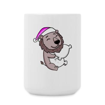Lion avec oreiller et bonnet de couchage - Grande tasse 440 ml - blanc - Devant