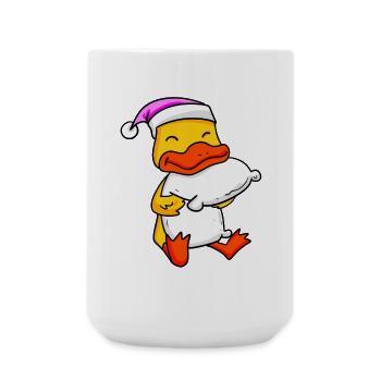 Duck with pillow and sleeping cap - Large Mug 440 ml - white - Front