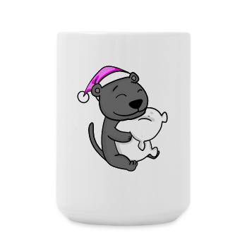 jolie panthère noire avec oreiller et bonnet de couchage - Grande tasse 440 ml - blanc - Devant