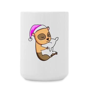 Cochon d’Inde avec oreiller et bonnet de couchage - Grande tasse 440 ml - blanc - Devant