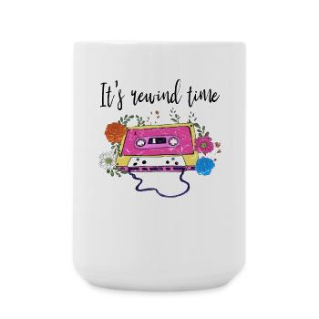 Retro Vintage Kassette "It's Rewind Time" Par - Große Tasse 440 ml - Weiß - Vorne