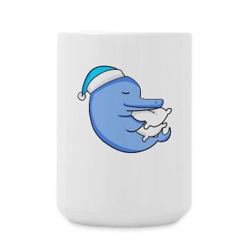 Dolphin with pillow and sleeping cap - Large Mug 440 ml - white - Front