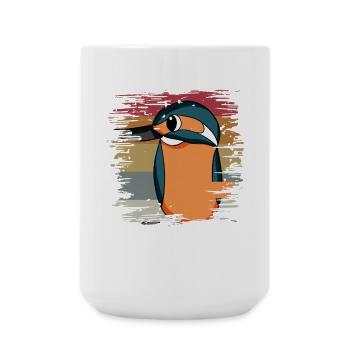 Kingfisher Blue Bird Retro - Large Mug 440 ml - white - Front