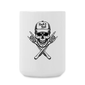 Rock'N'Roll Tête de Mort avec Casquette - Grande tasse 440 ml - blanc - Devant