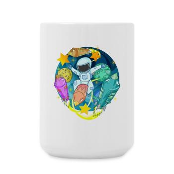 Astronaut in space with rockets - Large Mug 440 ml - white - Front