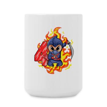 4ème anniversaire Garçon de 4 ans Ninja - Grande tasse 440 ml - blanc - Devant