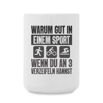 Warum Gut In Einem Sport Triathlon - Große Tasse 440 ml - Weiß - Vorne