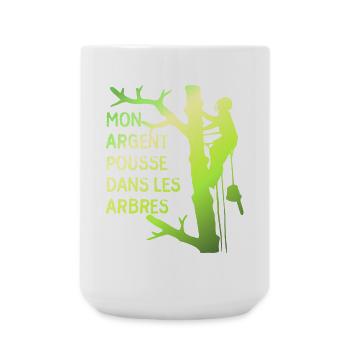 Mon argent pousse dans les arbres pour élagueur - Grande tasse 440 ml - blanc - Devant