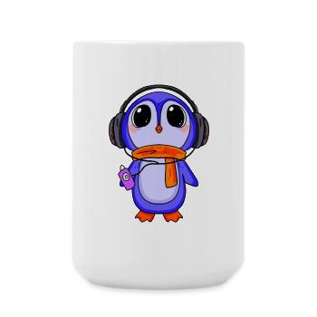 Penguin écoute de la musique - Grande tasse 440 ml - blanc - Devant