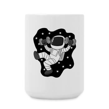 Astronaut with dumbbells in space - Large Mug 440 ml - white - Front