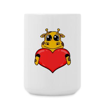 Giraffe with heart - Love Romantic - Large Mug 440 ml - white - Front