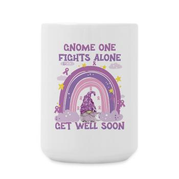 Gnome One Fights Alone Bauchspeicheldrüsenkrebs - Große Tasse 440 ml - Weiß - Vorne