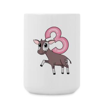 Girl 3 years old Okapi 3rd birthday gift - Large Mug 440 ml - white - Front