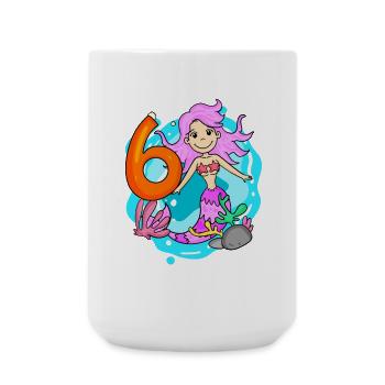 Mädchen 6 Jahre alt 6. Geburtstag Meerjungfrau - Große Tasse 440 ml - Weiß - Vorne