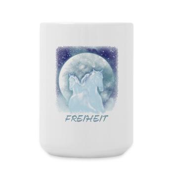 Pferde Mädchen Freiheit - Große Tasse 440 ml - Weiß - Vorne