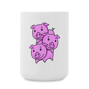 Niedliche Schweine - Große Tasse 440 ml - Weiß - Vorne