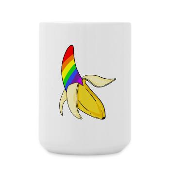 Gay Pride LGBT Regenbogen Banane - Große Tasse 440 ml - Weiß - Vorne