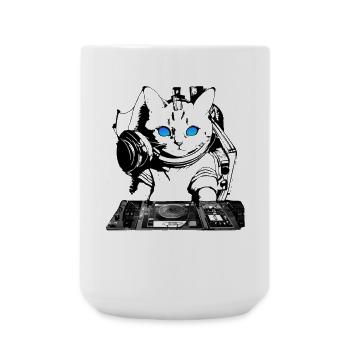 DJ cat with mixer - Large Mug 440 ml - white - Front