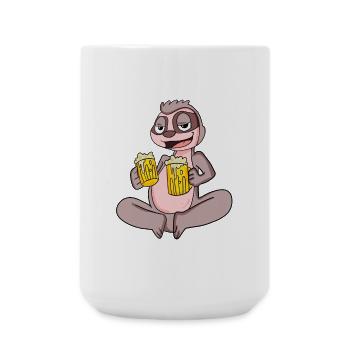 Sloth with beer glasses Beer drinking alcohol - Large Mug 440 ml - white - Front